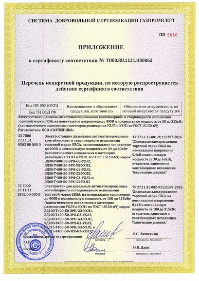 Сертификат Газпромсерт
